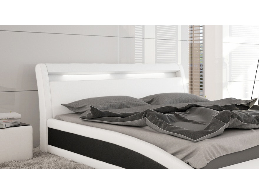 Innocent® Polsterbett 140x200 cm weiß schwarz Doppelbett LED BALISANI 10686 - 4