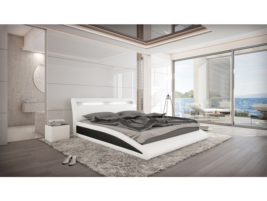 Innocent® Polsterbett 160x200 cm weiß schwarz Doppelbett LED BALISANI 10687 - 3