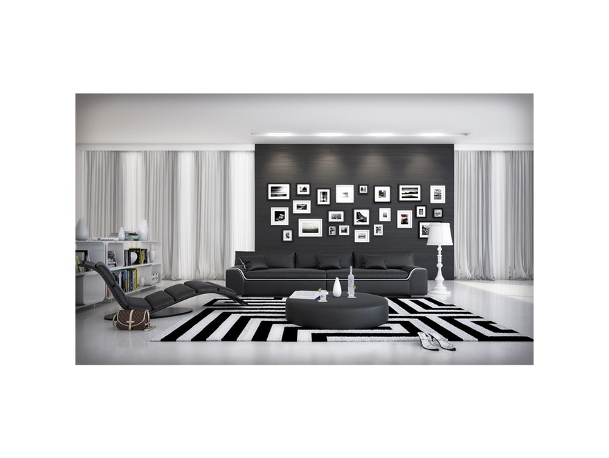 Innocent® Sofa schwarz / weiße Konstrastlinie 3-Sitzer Azure aus Kunstleder 10720 - 3