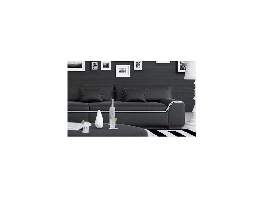 Innocent® Sofa schwarz / weiße Konstrastlinie 3-Sitzer Azure aus Kunstleder 10720 - 4