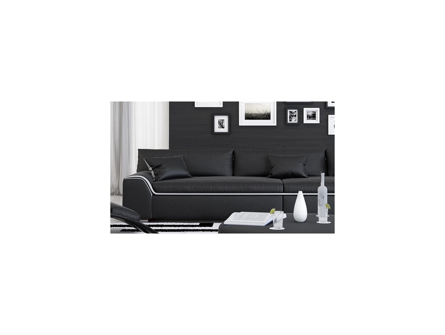 Innocent® Sofa schwarz / weiße Konstrastlinie 3-Sitzer Azure aus Kunstleder 10720 - 5