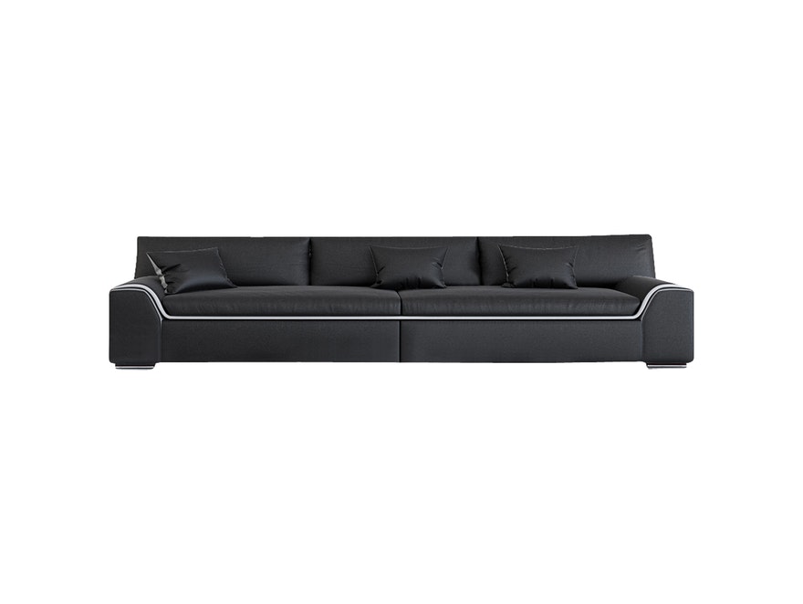 Innocent® Sofa schwarz / weiße Konstrastlinie 3-Sitzer Azure aus Kunstleder 10720 - 1