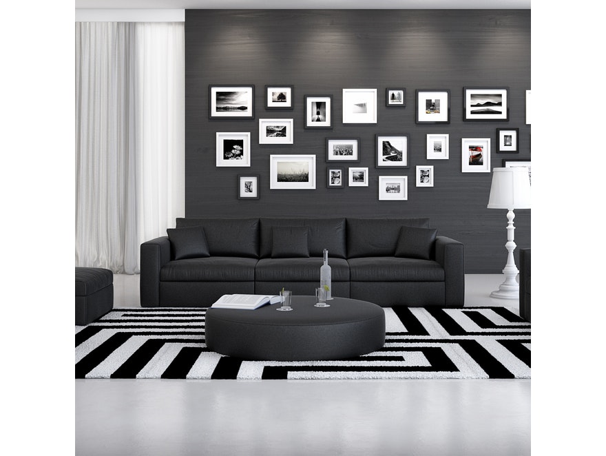 Innocent® Sofa schwarz Design 3-Sitzer 245 cm frei stellbar mit Kissen 10751 - 2