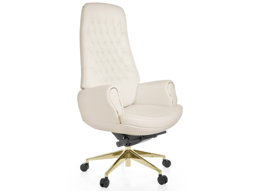 SalesFever® Schreibtischstuhl weiß mit goldenen Elementen Primo Design Luxus 11103 - 1
