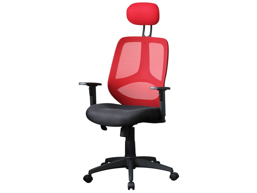 SalesFever® Schreibtischstuhl rot/schwarz Zamora mit Netzbezug 11112 - 1