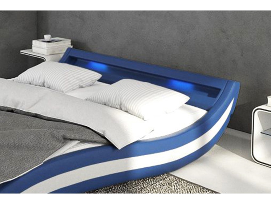 Innocent® Polsterbett 140x200 cm blau weiß Doppelbett LED Beleuchtung ACCENTOX 12501 - 4