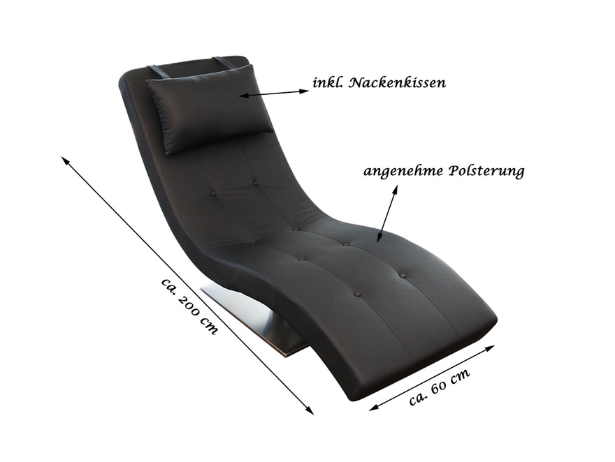 SalesFever® Liege schwarz Polsterliege Relaxliege 200 cm Modern Design TIARA 1314 - 4