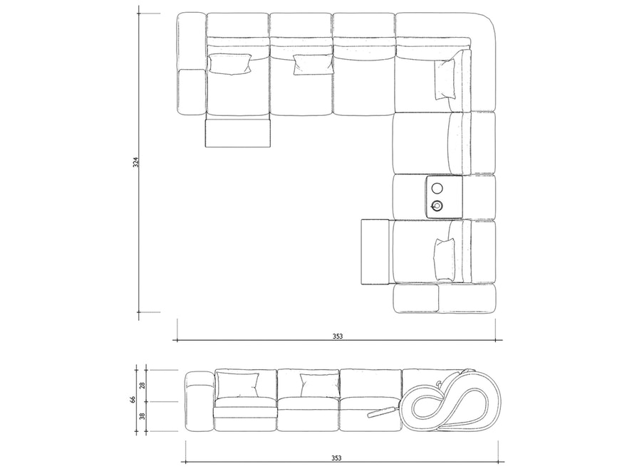 Innocent® Wohnlandschaft schwarz/weiß L-Form Design Sofa mit LED NESTA n-7997-5342 - 6