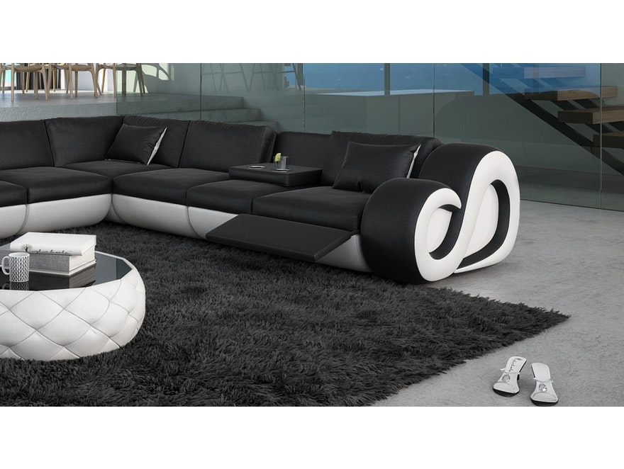 Innocent® Wohnlandschaft schwarz/weiß L-Form Design Sofa mit LED NESTA n-7997-5342 - 4