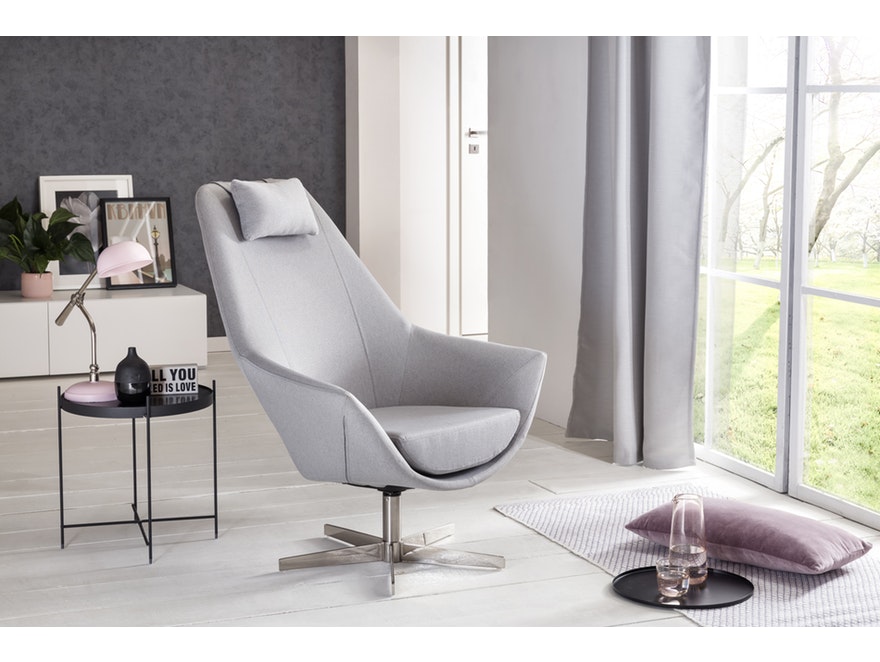 SalesFever® Moderner Sessel Grau Stoff mit Edelstahl Drehstuhl SIOSCO n-10061 - 6