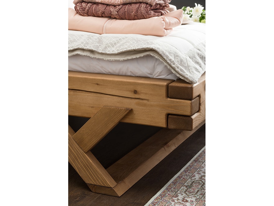 SalesFever® Balkenbett 160 x 200 cm aus massivem Fichtenholz natur JASMIN 390801 - 6