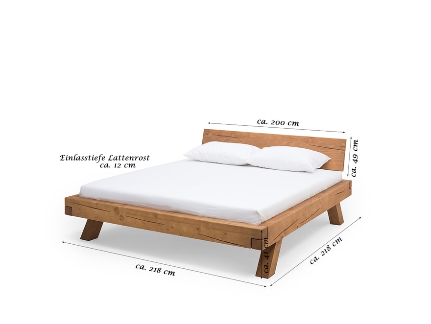 SalesFever® Balkenbett 200 x 200 cm aus massivem Fichtenholz natur MALAK 390900 - 3