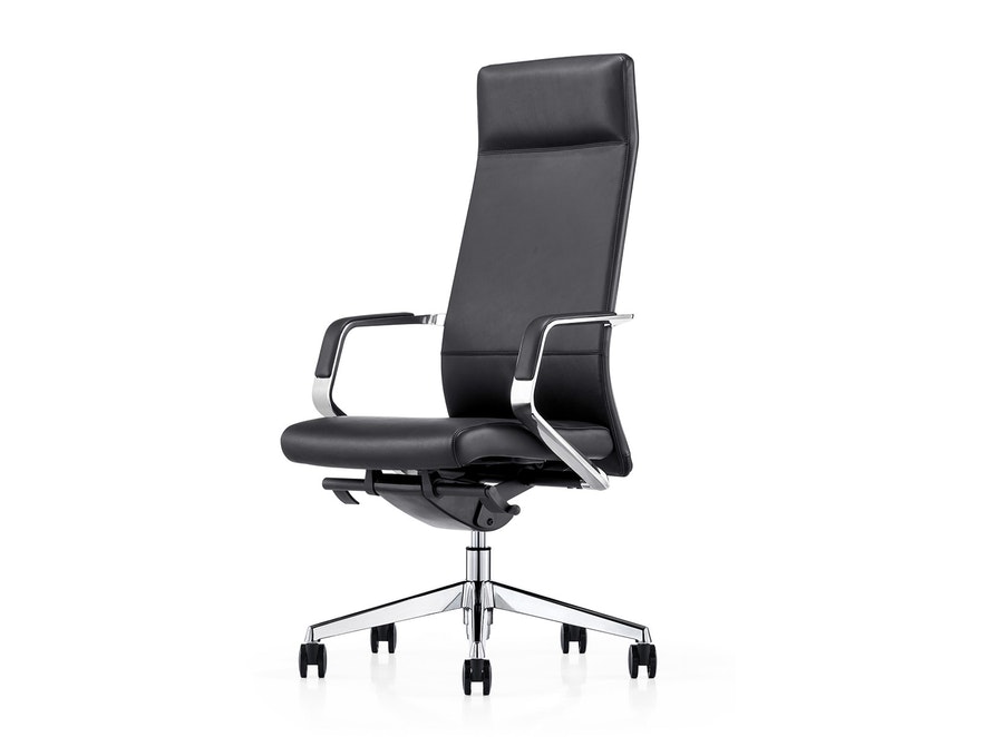 SalesFever® Bürostuhl Schreibtischstuhl schwarz aus Echtleder SLEEK 390528 - 2