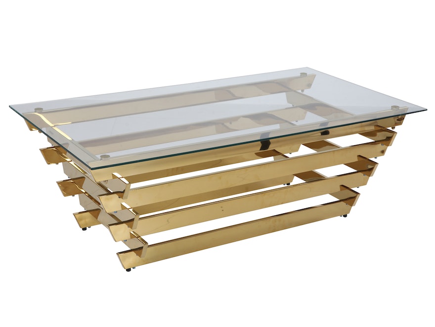 SalesFever® Couchtisch 130x70 cm Gold/Klarglas Kaida 368305 - 4