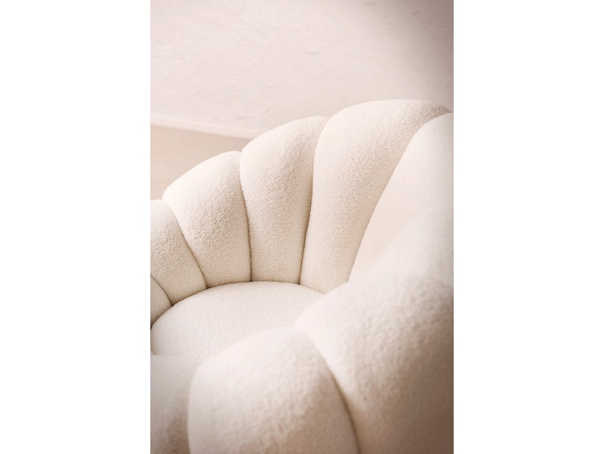 SalesFever® Sessel und Hocker Set aus Teddyfell Weiß Blossom 368084 - 2