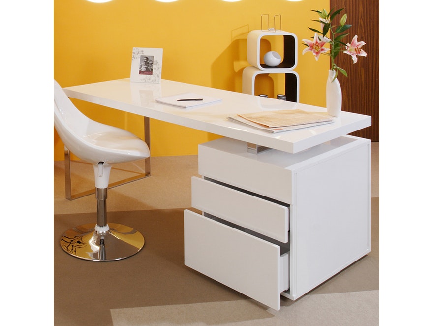 SalesFever® Schreibtisch 160 x 70 cm White Line mit Container 36 - 2