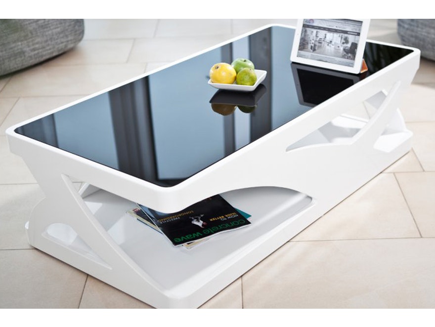 SalesFever® Couchtisch weiß hochglanz 120 x 60 cm Glas Wohnzimmertisch VENTURA 5926 - 1