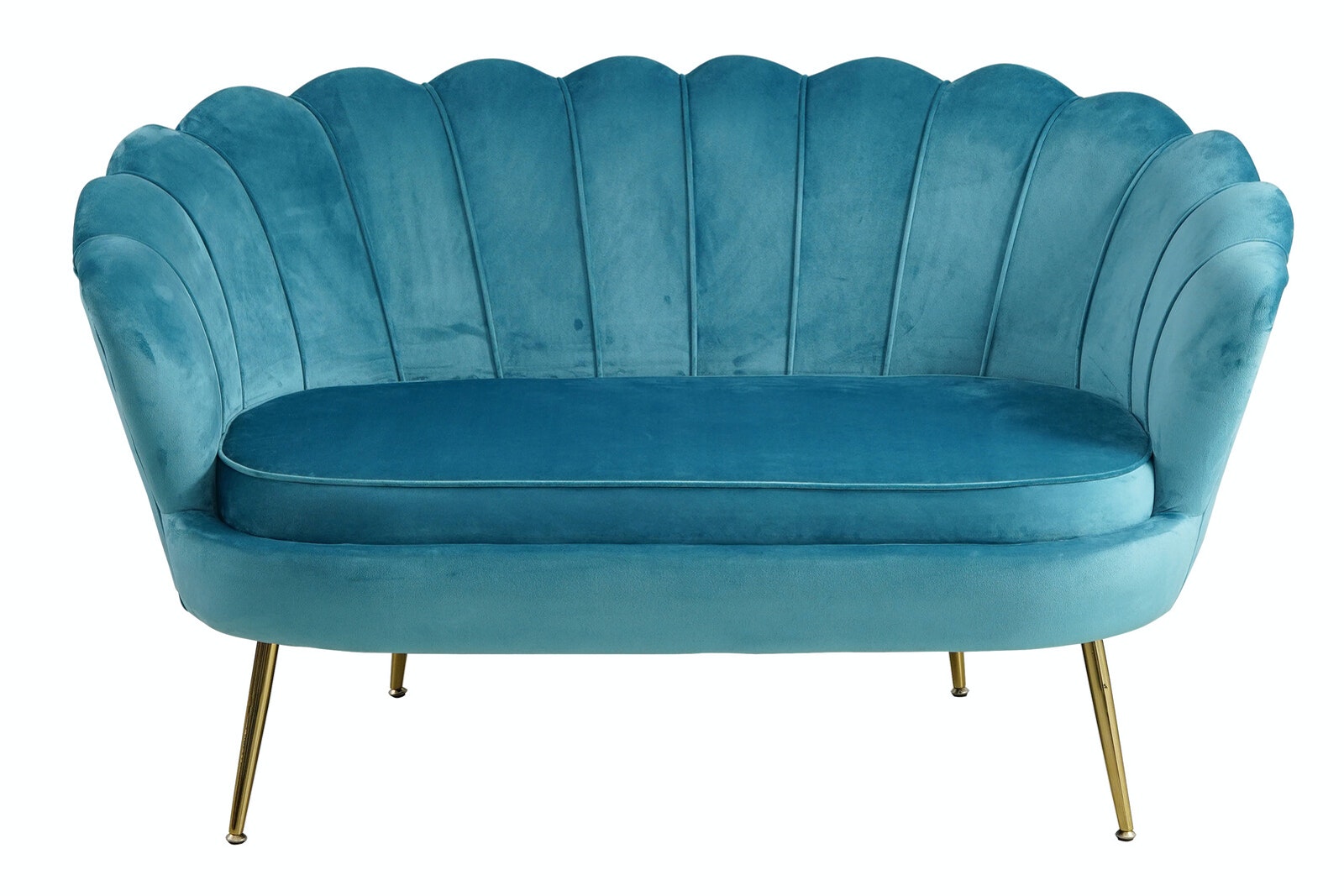 Salesfever Muschelsofa Blau aus Samt Arielle