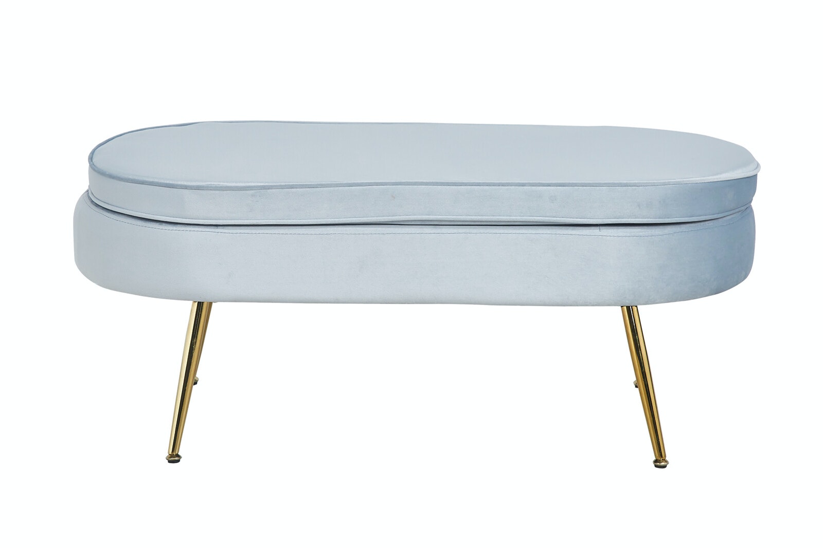 Salesfever Sitzpouf Hellgrau oval aus Samt Arielle