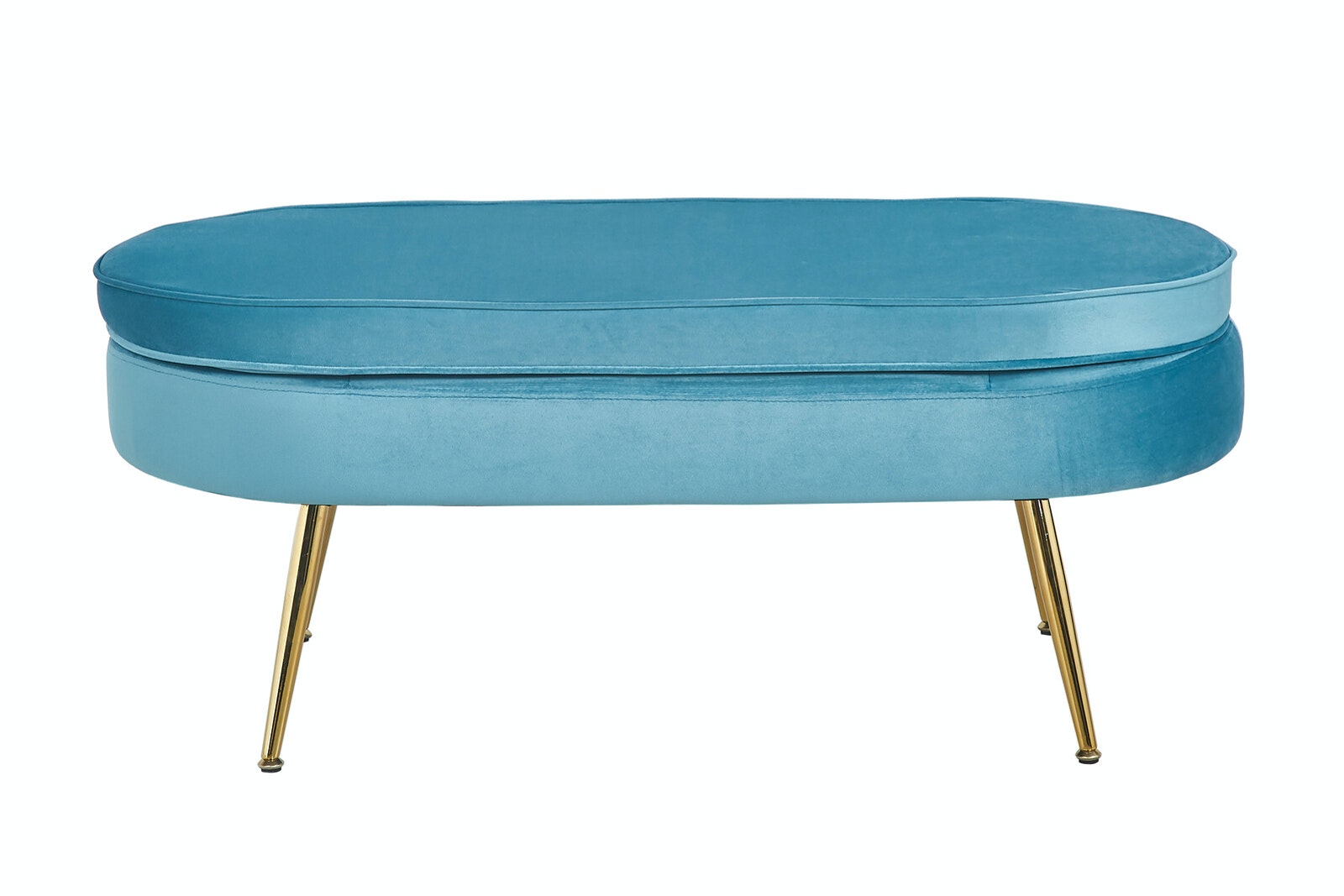 Salesfever Sitzpouf Blau oval aus Samt Arielle