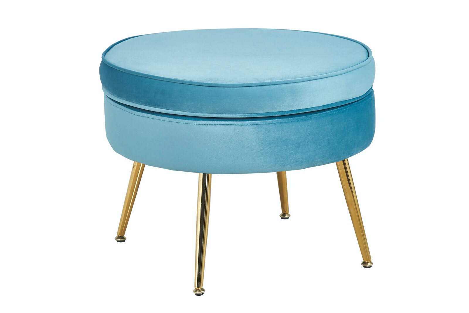 Salesfever Sitzpouf Blau rund aus Samt Arielle