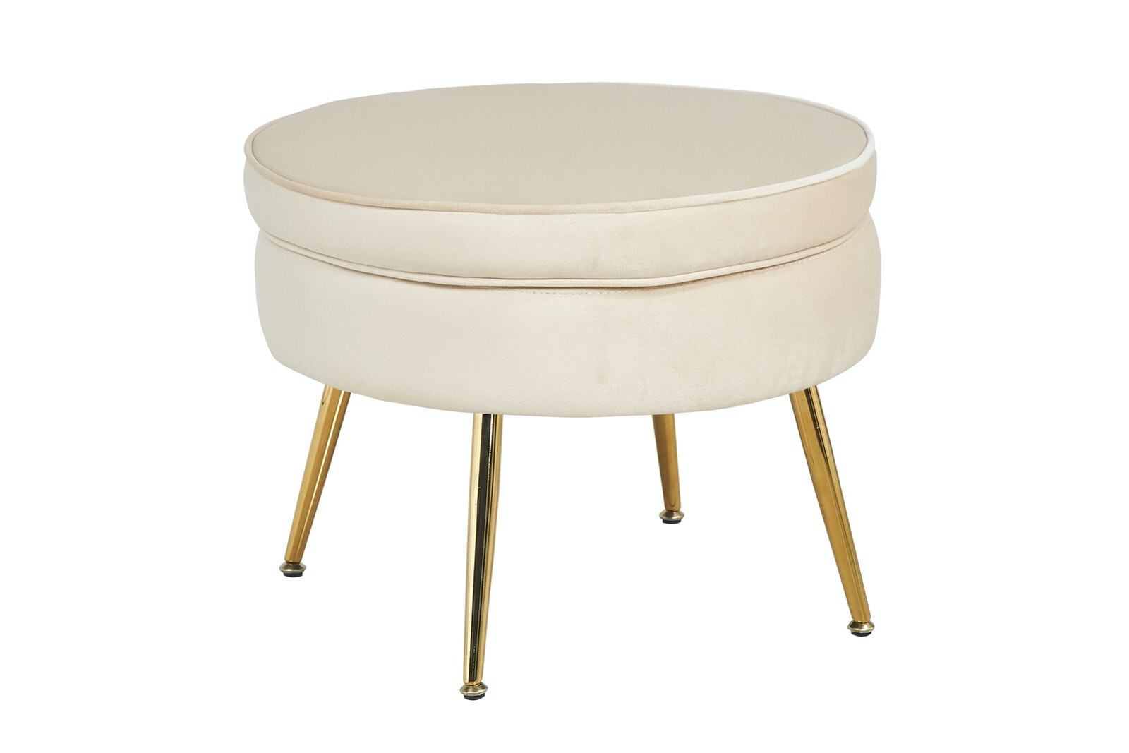 Salesfever Sitzpouf Beige rund aus Samt Arielle