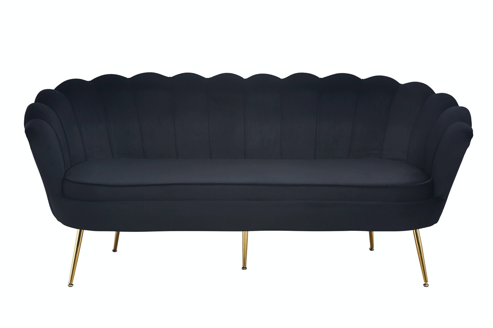 Salesfever Muschelsofa Schwarz 3-Sitzer aus Samt Arielle