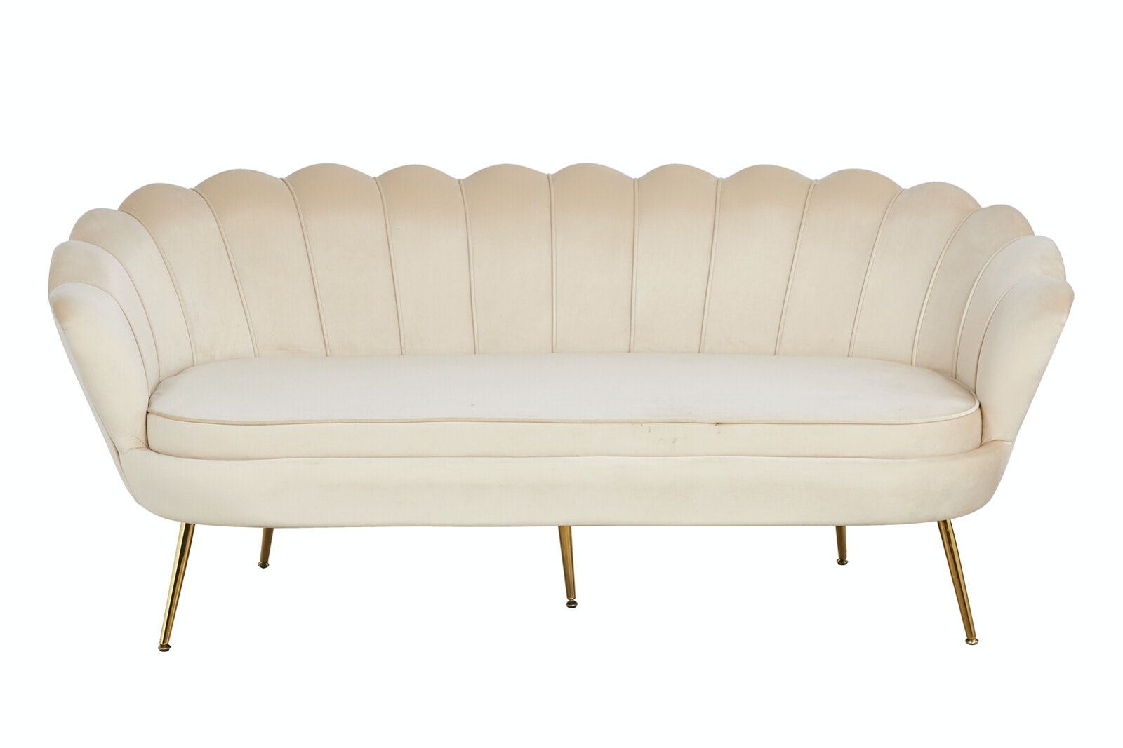 Salesfever Muschelsofa Beige 3-Sitzer aus Samt Arielle