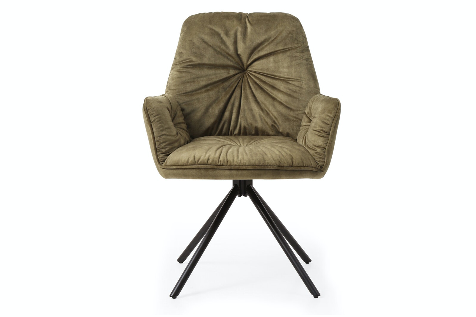 Salesfever Armlehnstuhl Grün mit 360° Drehfunktion Vintage-Samtvelours Nova