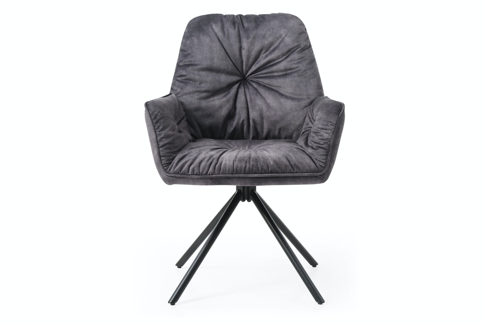 Salesfever Armlehnstuhl Schwarz mit 360° Drehfunktion Vintage-Samtvelours Nova
