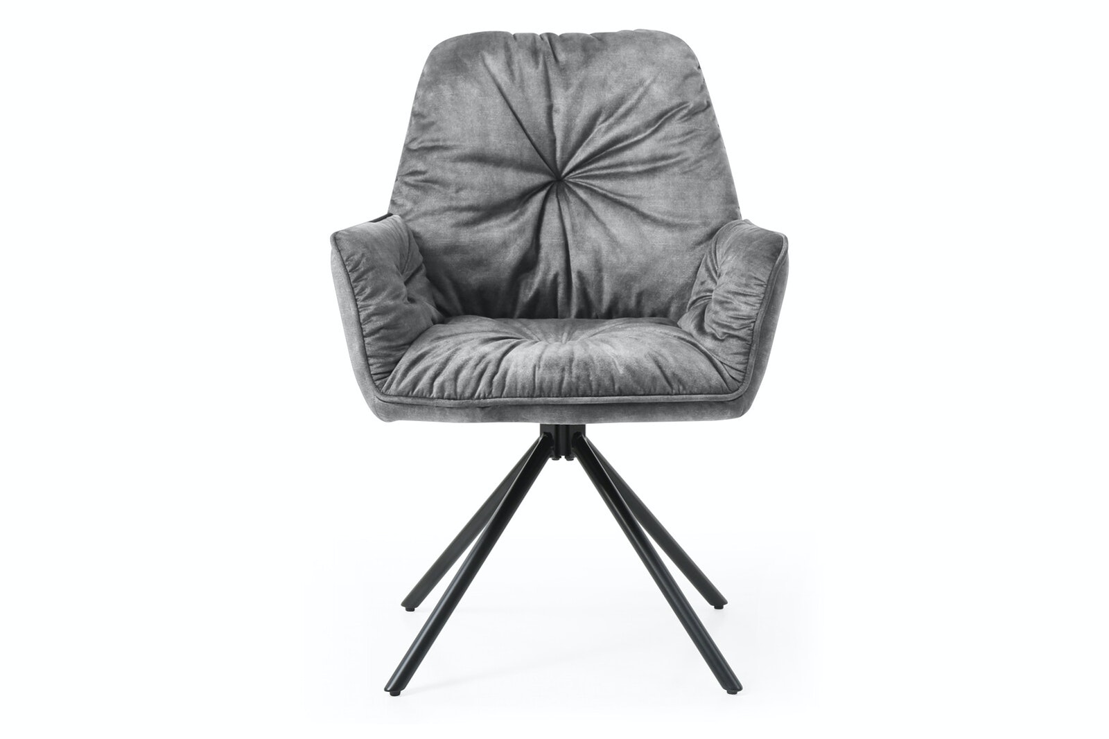 Salesfever Armlehnstuhl Grau mit 360° Drehfunktion Vintage-Samtvelours Nova