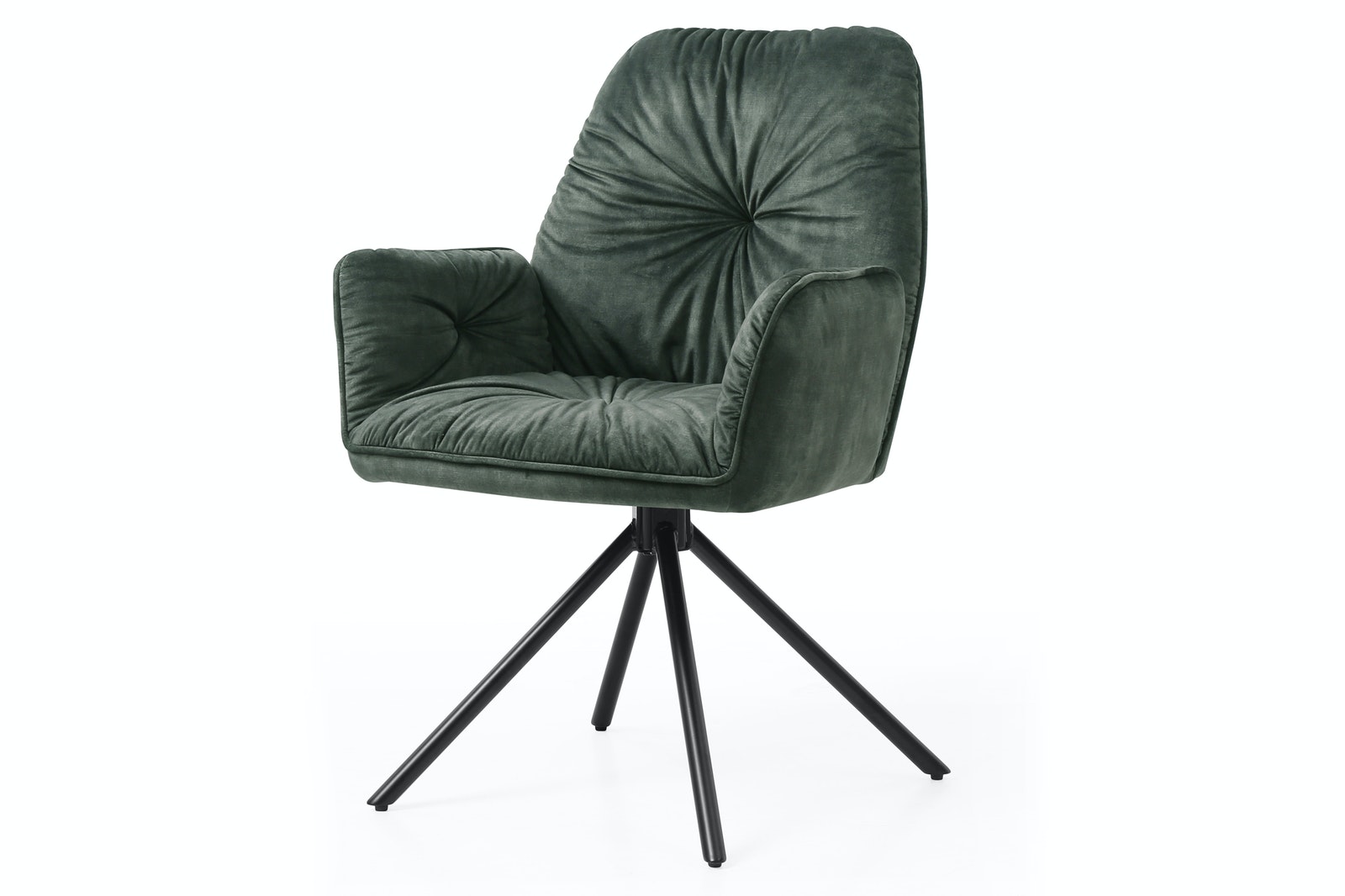 Salesfever Armlehnstuhl Dunkelgrün mit 360° Drehfunktion Vintage-Samtvelours Nova