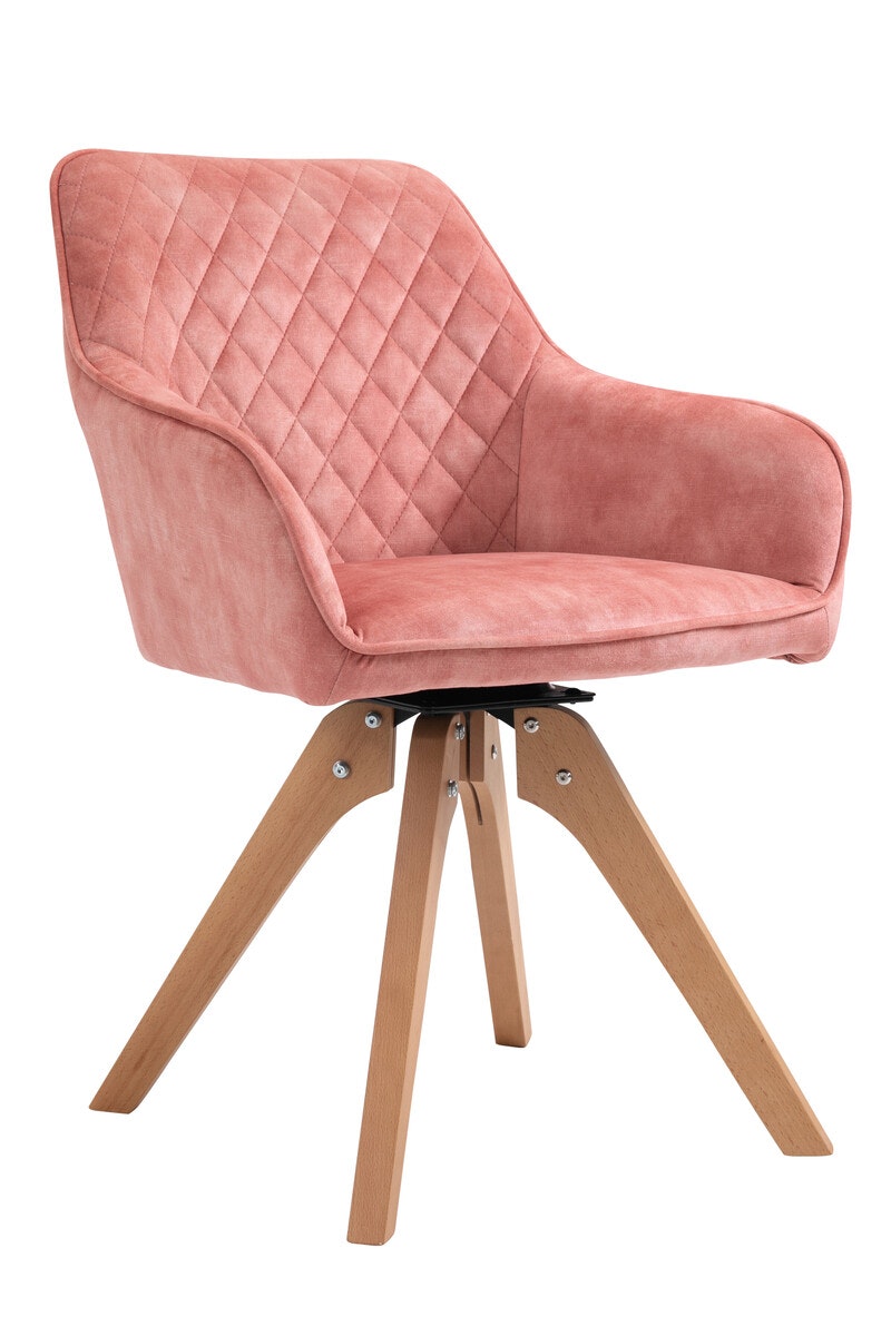 Salesfever Armlehnstuhl Rose Vintage-Samtvelours mit Rautensteppung Mercur