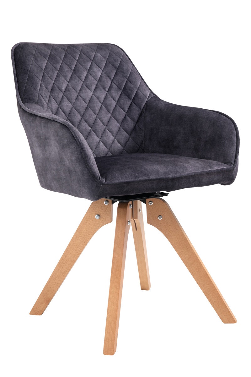 Salesfever Armlehnstuhl Schwarz Vintage-Samtvelours mit Rautensteppung Mercur