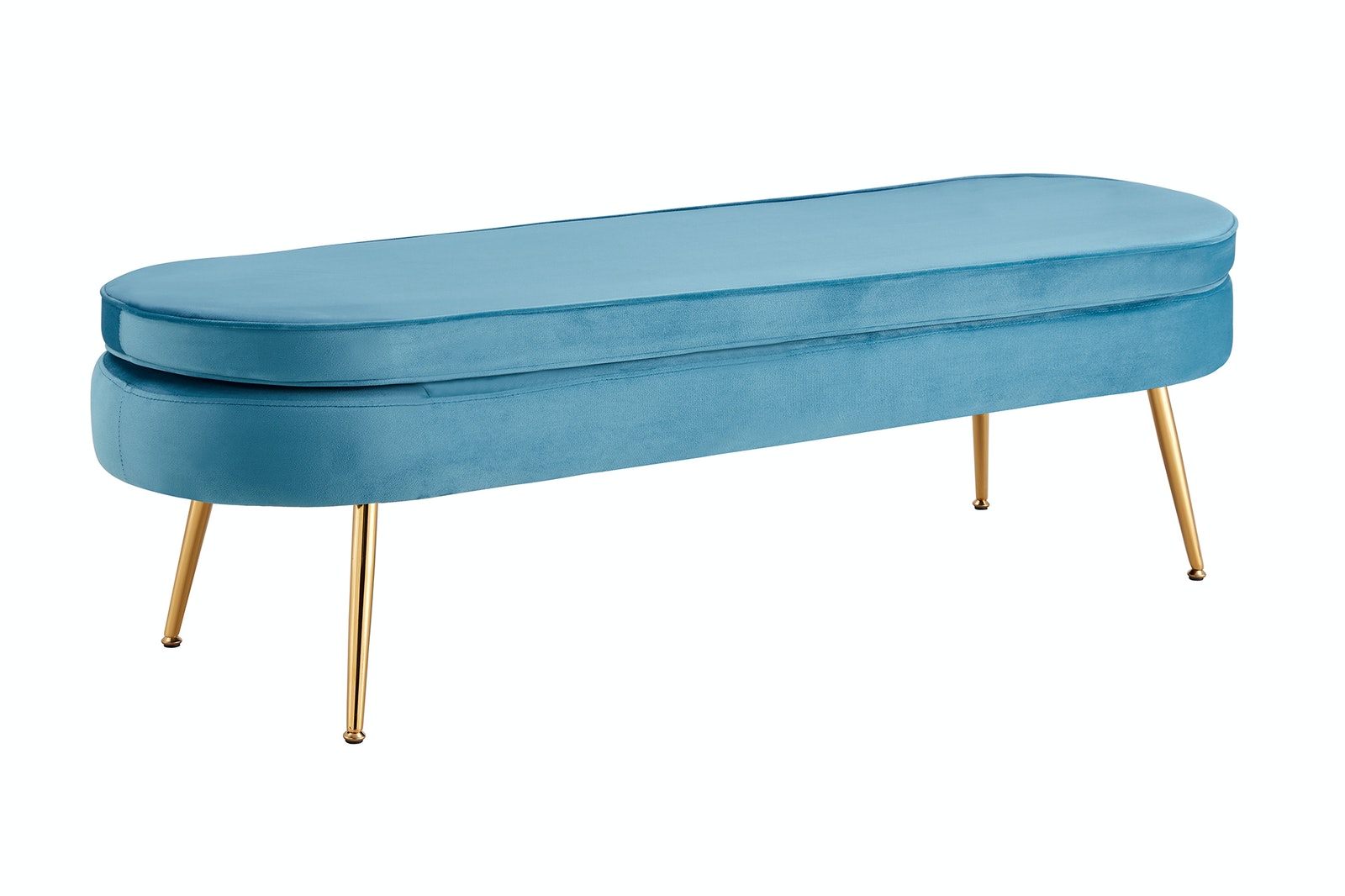 Salesfever Sitzpouf Blau oval lang aus Samt Arielle