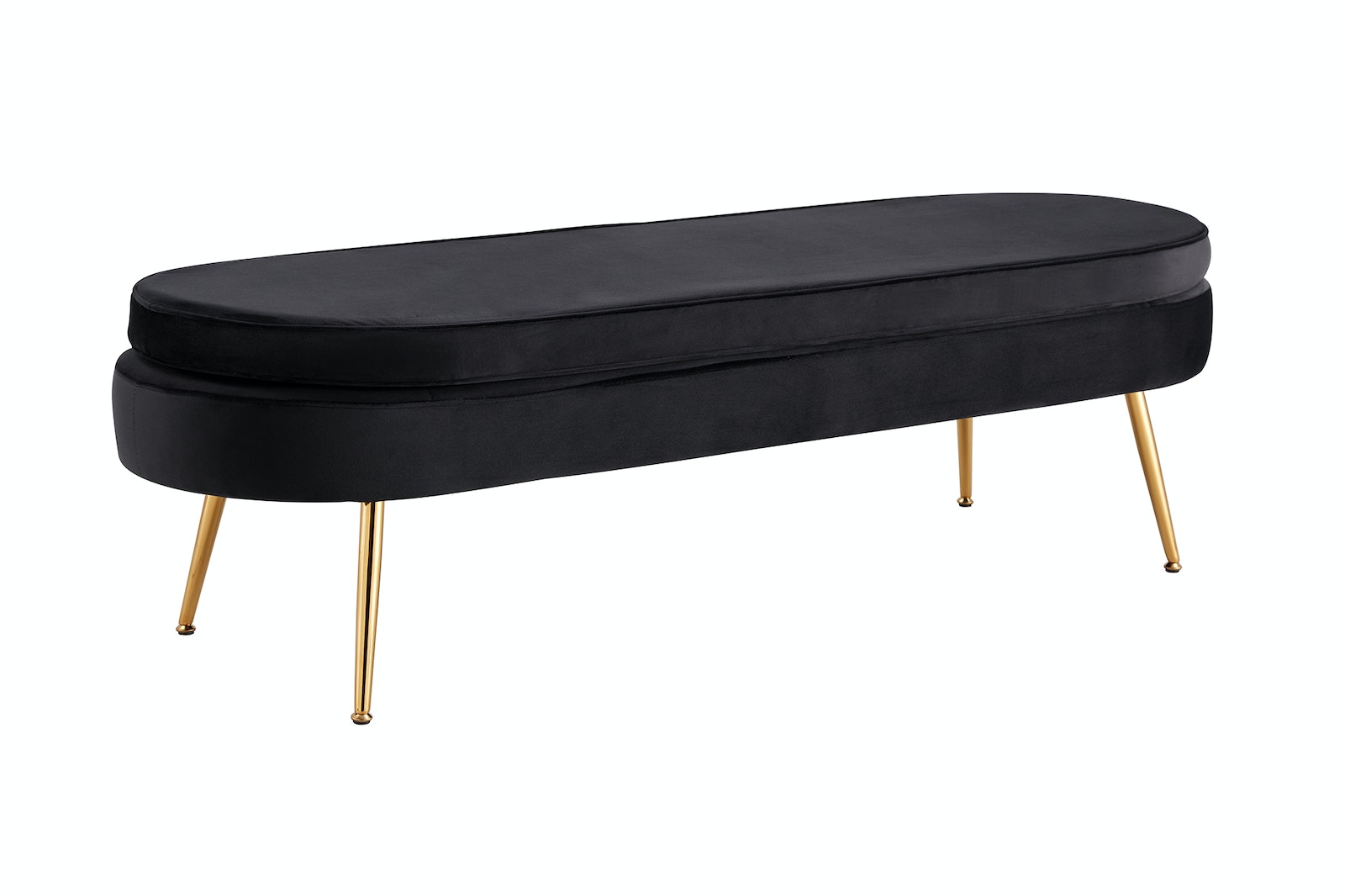 Salesfever Sitzpouf Schwarz oval lang aus Samt Arielle