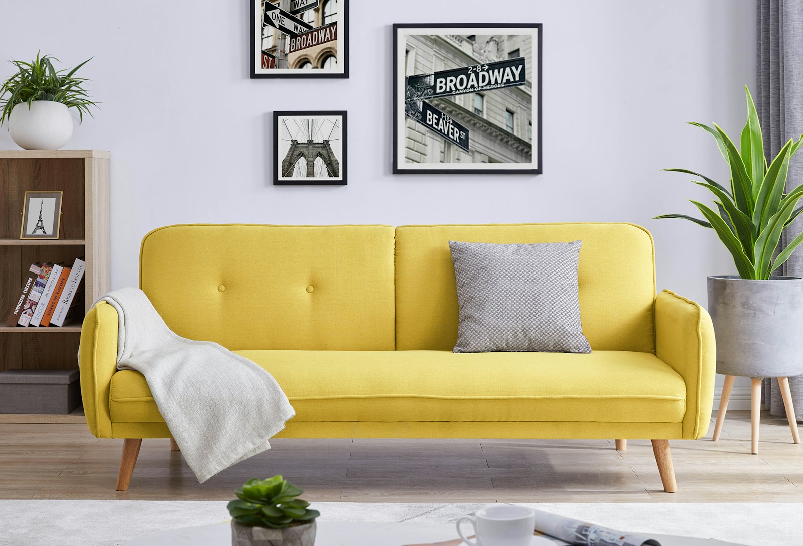 Salesfever 3-Sitzer Sofa Strukturstoff fein Gelb Clik Clak