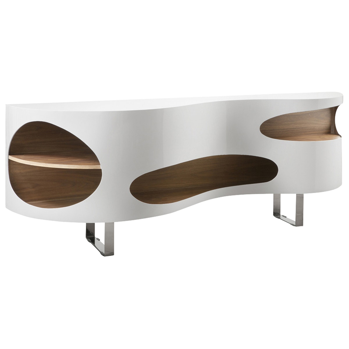 Salesfever Sideboard weiß/walnuss Tchouc groß Hochglanz Design