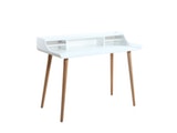 SalesFever® Retro-Design Weiß Malin Schreibtisch mit Holzbeinen 0n-10074-7675 Miniaturansicht - 1