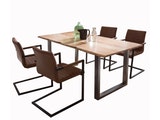 SalesFever® Baumkantentisch Stühle hellbraun 160 cm massiv NATUR 5tlg ALESSIA 13849 Miniaturansicht - 2