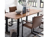 SalesFever® Baumkantentisch Stühle hellbraun 160 cm massiv COGNAC 5tlg ALESSIA 13870 Miniaturansicht - 3
