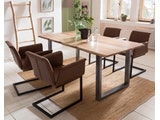 SalesFever® Baumkantentisch Stühle hellbraun Essgruppe 160 cm massiv NATUR 5tlg GAIA 13887 Miniaturansicht - 2
