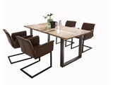 SalesFever® Baumkantentisch Stühle hellbraun Essgruppe 160 cm massiv NATUR 5tlg GAIA 13887 Miniaturansicht - 1