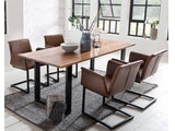 SalesFever® Baumkantentisch Stühle hellbraun Essgruppe 160 cm massiv COGNAC 5tlg GAIA 13893 Miniaturansicht - 1