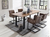 SalesFever® Baumkantentisch Stühle hellbraun Essgruppe 160 cm massiv COGNAC 5tlg GAIA 13893 Miniaturansicht - 8