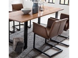 SalesFever® Baumkantentisch Stühle hellbraun Essgruppe 160 cm massiv COGNAC 5tlg GAIA 13893 Miniaturansicht - 3