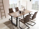 SalesFever® Baumkantentisch Stühle hellbraun 160 cm massiv NUSSBAUM 5tlg GIADA 13900 Miniaturansicht - 8