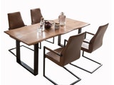 SalesFever® Baumkantentisch Stühle hellbraun 160 cm massiv NUSSBAUM 5tlg GIADA 13900 Miniaturansicht - 1