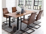 SalesFever® Baumkantentisch Stühle hellbraun 160 cm massiv COGNAC 5tlg GIADA 13914 Miniaturansicht - 2
