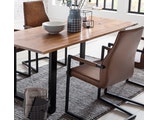 SalesFever® Baumkantentisch Stühle hellbraun 160 cm massiv COGNAC 5tlg GIADA 13914 Miniaturansicht - 3